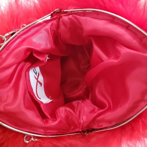 XCITE Red Satin & Feathers Special Occasion Purse - Picture 11 of 12